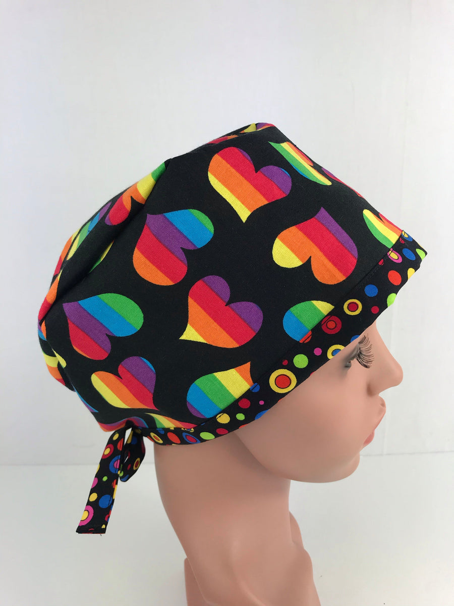 Rainbow Pride Hearts Pixie Cap