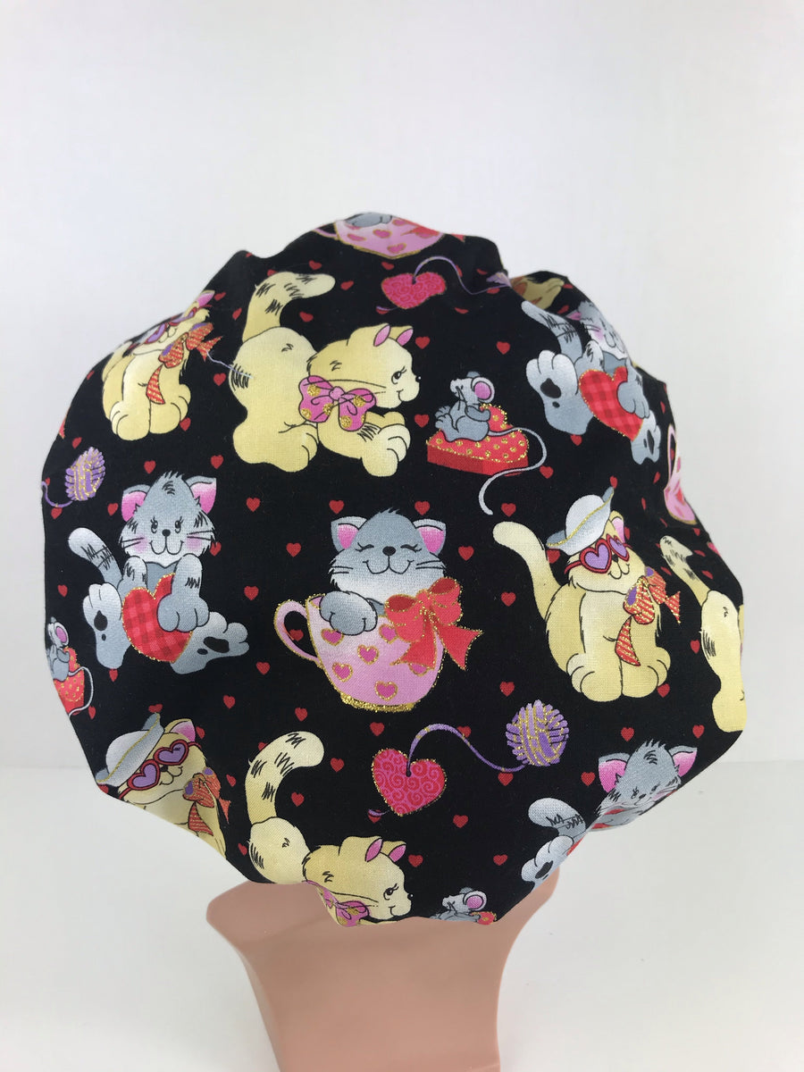 Valentines Kittens Bouffant Scrub Hat
