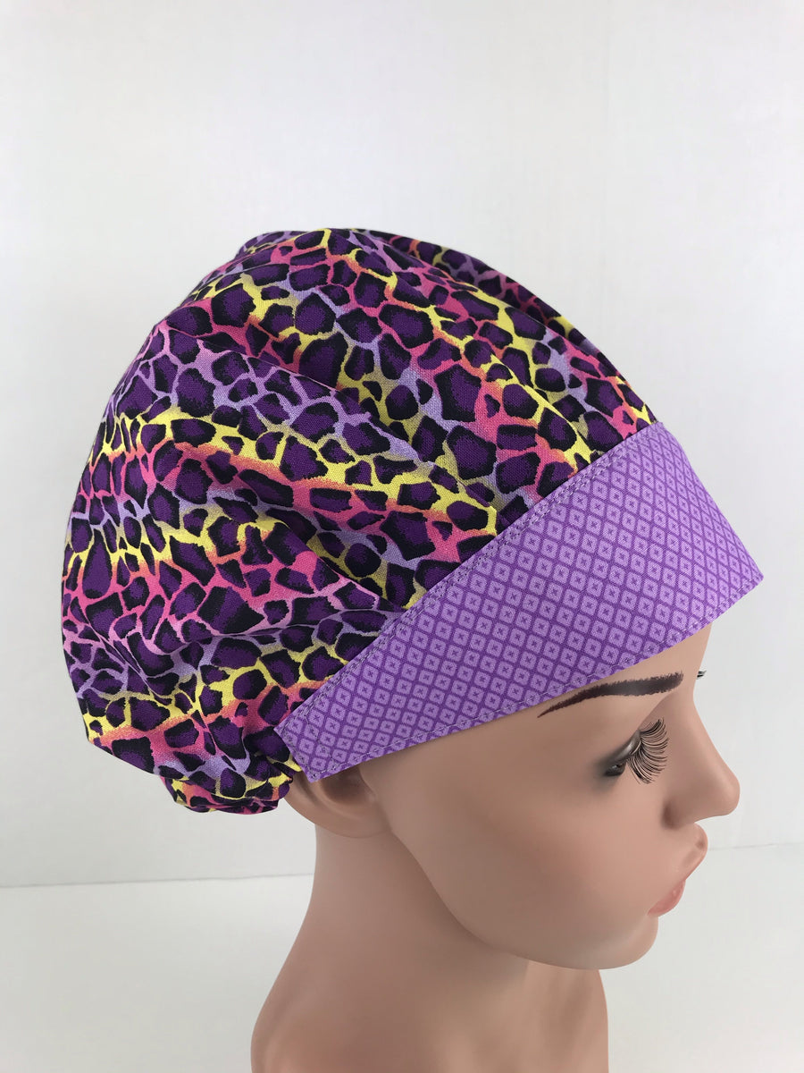 Cheetah Print Bouffant Scrub Hat