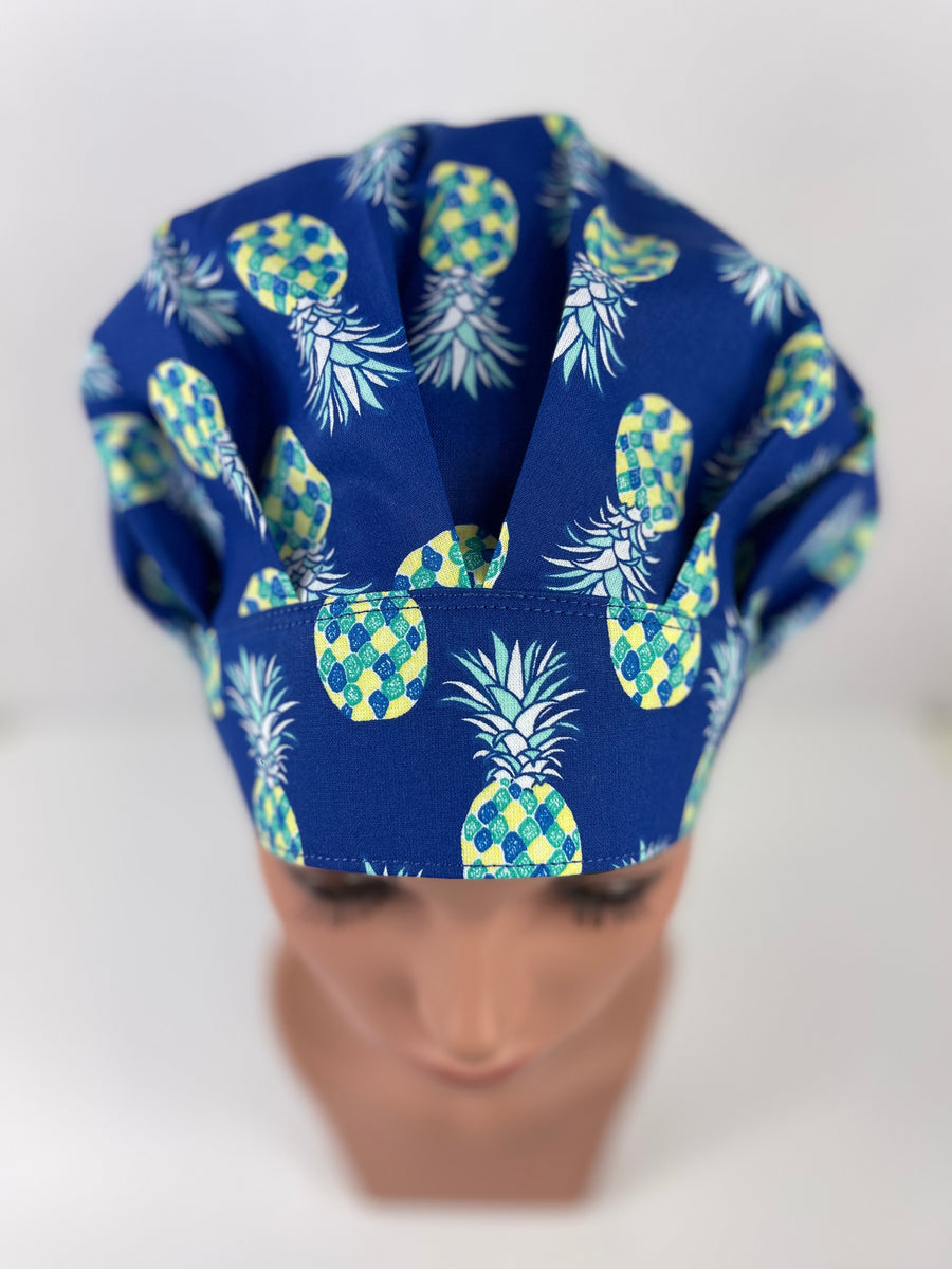 Pineapples in a Row Bouffant Scrub Hat