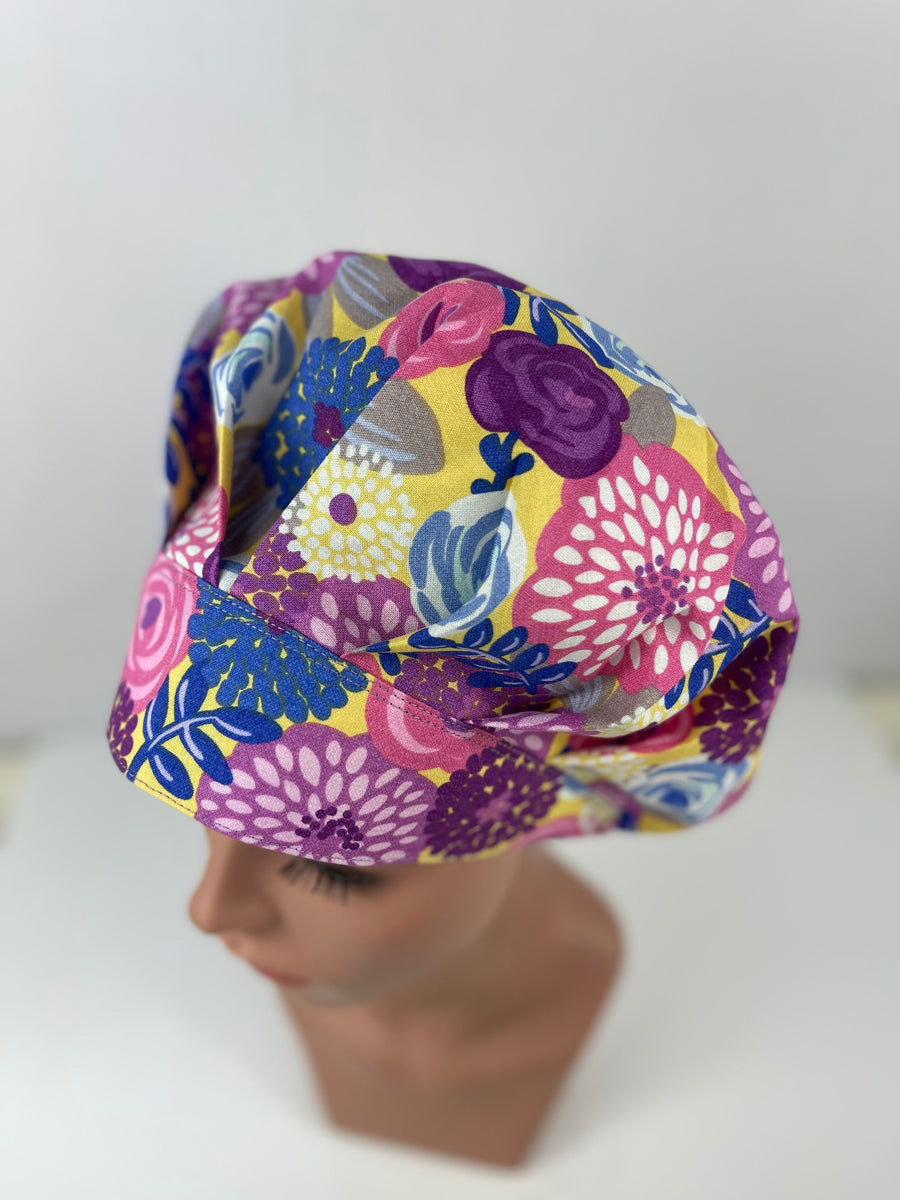 Floral Bouffant Scrub Hat