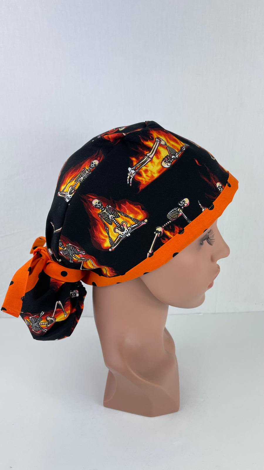 Yoga Skeleton in the Flames Ponytail Hat