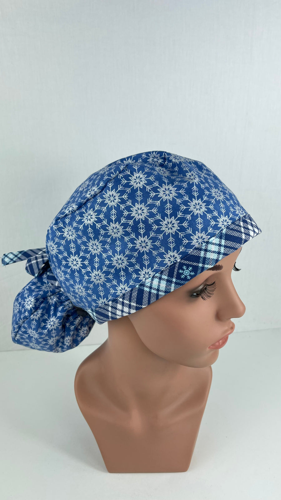 Silver Snowflakes Ponytail Hat