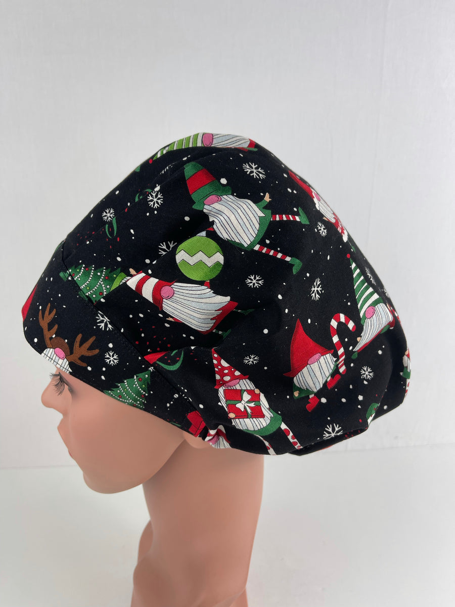 Christmas Gnomes Bouffant Scrub Hat