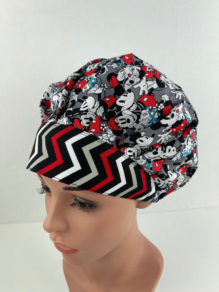 Mickey Minnie Mouse Traditional Bouffant Scrub Hat