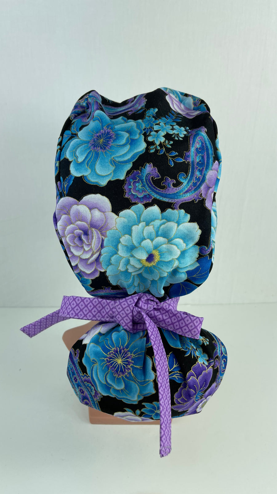 Purple Floral Ponytail Hat