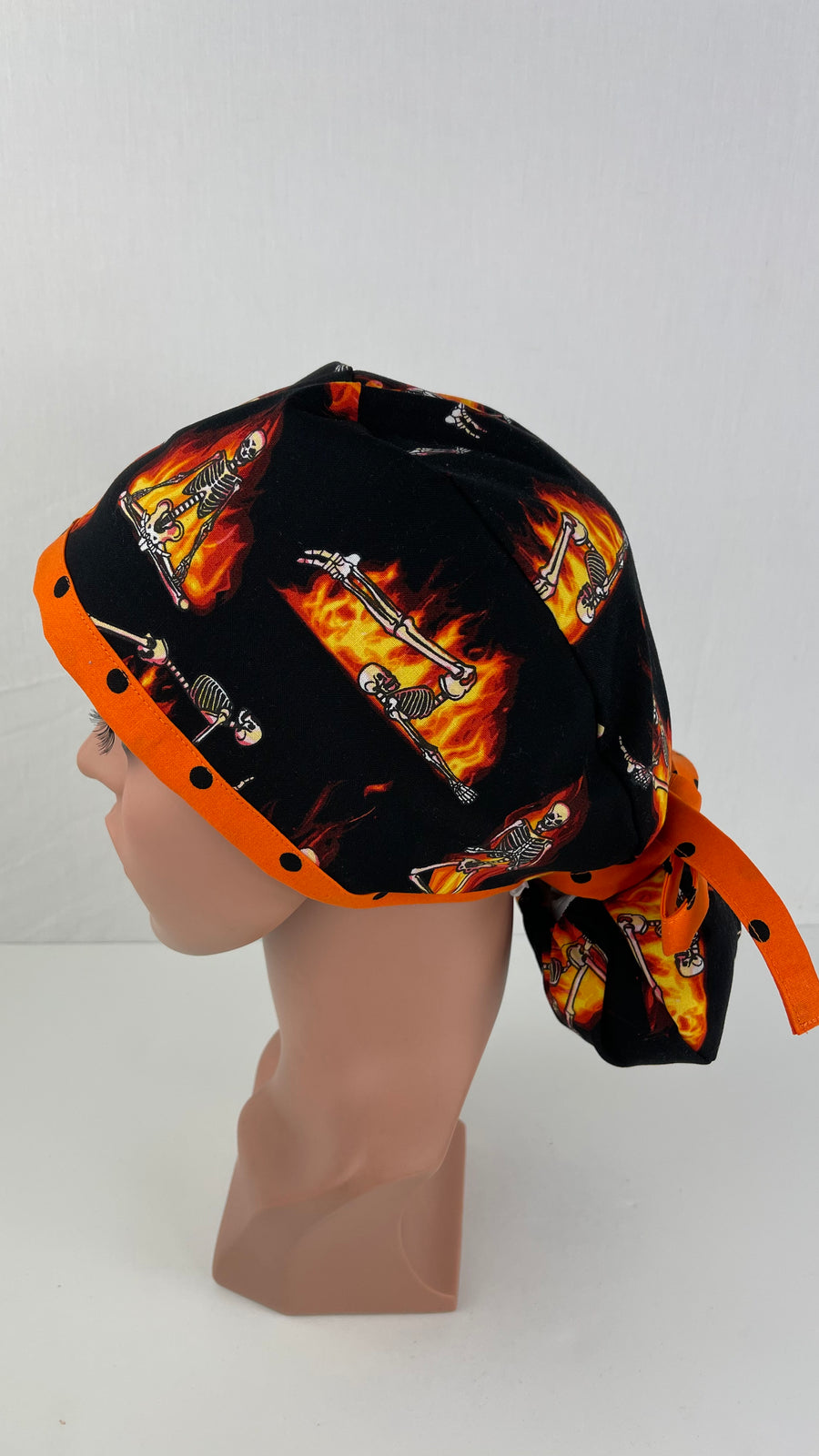 Yoga Skeleton in the Flames Ponytail Hat