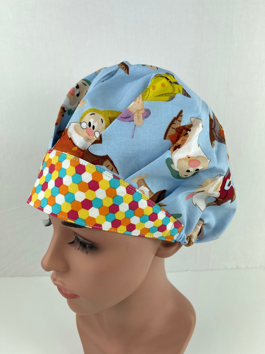 Snow White Gnomes Traditional Bouffant Scrub Hat